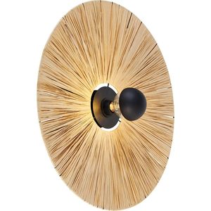 Landelijke wandlamp zwart met touw 60 cm - Leia