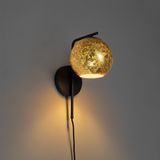 QAZQA bert Design Wandlamp voor binnen 1 lichts L 20 Zwart Goud Woonkamer | Slaapkamer | Keuken