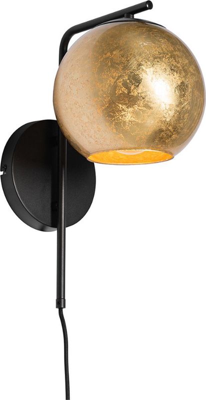 QAZQA bert Design Wandlamp voor binnen 1 lichts L 20 Zwart Goud Woonkamer | Slaapkamer | Keuken