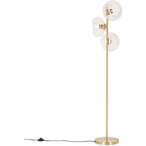Art Deco vloerlamp goud met glas 3-lichts - Ayesha
