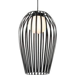 Design hanglamp zwart met opaal IP44 - Angela