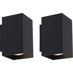 Set aus 2 modernen Wandlampen schwarz quadratisch - Sandy