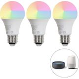 Smart LED A60 Lampen - RGB - E27 Fitting - Set van 3