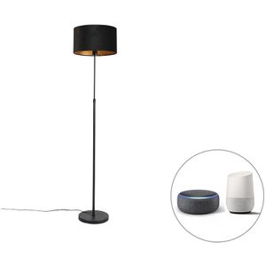 Smart vloerlamp zwart met velours kap zwart 35 cm incl. Wifi A60 - Parte