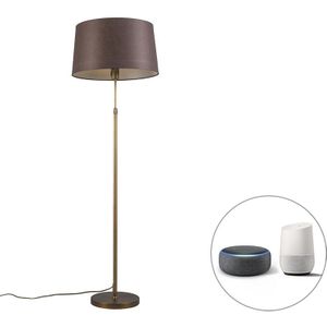 Smart vloerlamp brons met bruine kap 45 cm incl. Wifi A60 - Parte