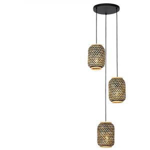 QAZQA yvonne - Oosterse Hanglamp - 3 lichts - Ø 41 cm - Zwart - Woonkamer | Slaapkamer | Keuken