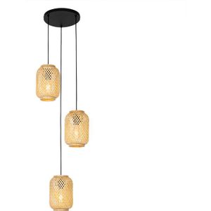 QAZQA yvonne - Oosterse Hanglamp - 3 lichts - Ø 41 cm - Naturel - Woonkamers-sSlaapkamers-sKeuken