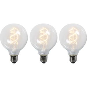 Set van 3 E27 LED gedraaid filament lampen G95 helder 5W 400 lm 2200K