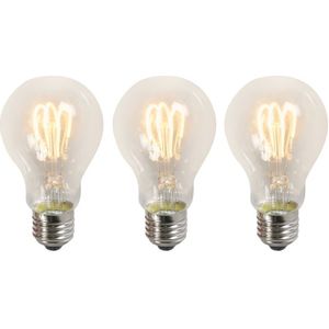 LUEDD Set van 3 E27 LED gedraaide filament lampen A60 helder 3W 210