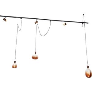 QAZQA cavalux jeana - Moderne Spot railsysteem verlichting, railverlichting geschikt voor led - 3 lichts - L 285.5 cm - Brons - Woonkamer | Slaapkamer | Keuken