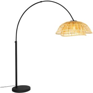 QAZQA Pua - Oosterse Booglamp - Naturel - 1 Lichts - H 194 cm - Bamboe