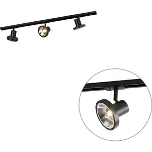Modern railsysteem met 3 zwarte spots 1-fase 100 cm - Iconic Jeany
