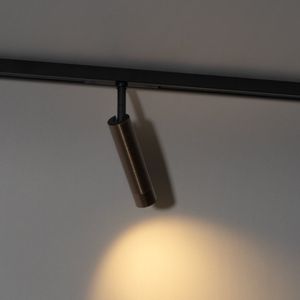 QAZQA slimline uzzy - Moderne Spot railsysteem verlichting, railverlichting geschikt voor led - 1 lichts - Ø 2.8 cm - Brons - Woonkamer | Slaapkamer | Keuken