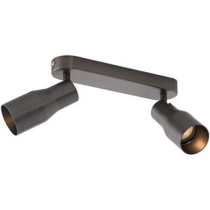 Afgeronde plafondspot gunmetal GU10 50mm 2-lichts - Stanley