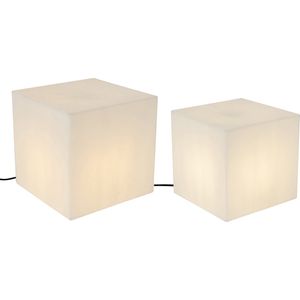 Set van 2 buitenvloerlampen wit 30 en 38 cm vierkant IP44 - Nura