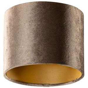 Fluwelen lampenkap bruin met gouden binnenkant 18/18/14