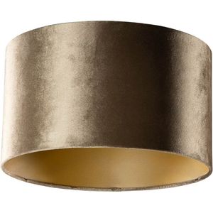 QAZQA cilinder velours - Klassieke Lampenkap - Ø 35 cm - Brons -