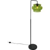 Retro - Denise - Vloerlamp - Zwart - Groen Glas - Dimbaar