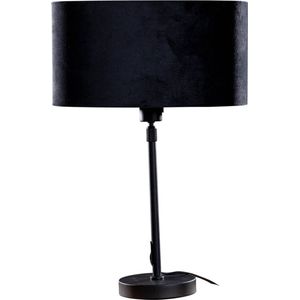 Tafellamp zwart met ovale fluwelen kap zwart 35cm - Parte