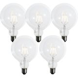 Set van 5 - E27 - 3-staps Dimbaar - LED Spiraal Filament - G125 - 4W - 450 lm - 2700K
