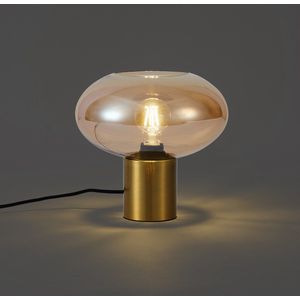 Umbrella - Tafellamp - Messing - Amber Glas - Dimbaar