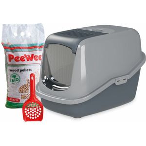 PeeWee EcoHus Startpakket - Kattenbak - Grijs - 56 x 39 x 38.5 cm