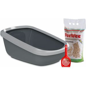 PeeWee EcoGranda XXL Kattenbak Startpakket Grijs/Antraciet - 66,5 x 48,5 x 28 cm