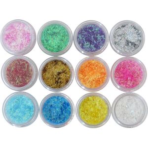 12x FLITTER NEON nagelglitters in een nailart box.