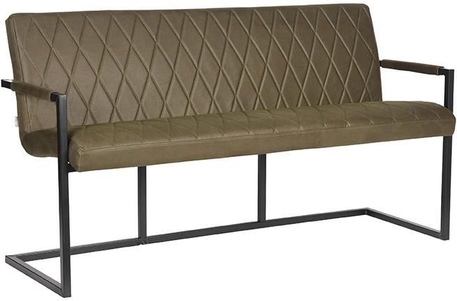 LABEL51 Eetkamerbank Denmark - Stoer, comfortabel en uniek - Army green - Microfiber - 155 cm
