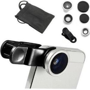 DrPhone Clip Lens- 3-in-1 Fish Eye 180° Lens / Wide Lens / Macro Lens - Universeel Compact Zilver Universeel Tablet/Smartphone