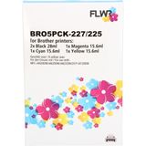 FLWR - Inktcartridge - Zwart en Kleur - LC-227/LC-225 - 5-pack - 102.8ml - 7400 pagina's
