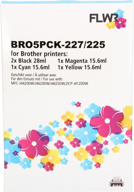 FLWR - Inktcartridge - Zwart en Kleur - LC-227/LC-225 - 5-pack - 102.8ml - 7400 pagina's