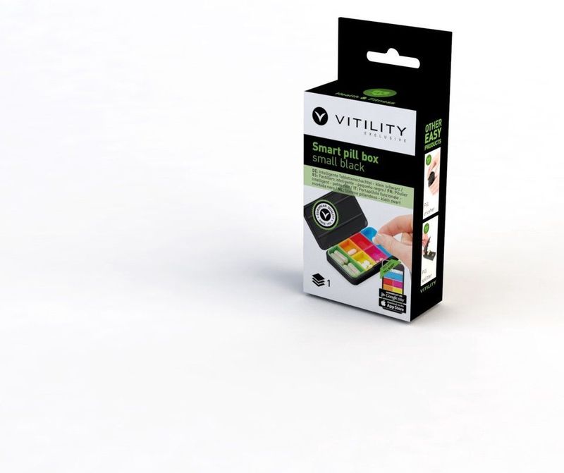 Pillendoos - Slim - Zwart - Kunststof - 6 Vakken