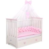 My Sweet Baby Bed/Boxbumper Knot Roze-Bumber (lengte 180 cm - hoogte 20 cm)