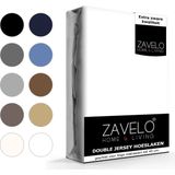 Zavelo Dubbel Jersey Hoeslaken Wit - Extra Breed (200x220 cm) - Extra Dik - Hoogwaardige Kwaliteit - Hoge Hoek - Rondom Elastisch - Perfecte Pasvorm