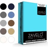 Zavelo Double Jersey Hoeslaken Turquoise-Lits-jumeaux (200x220 cm)