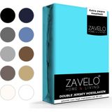 Zavelo Dubbel Jersey Hoeslaken Turquoise - Extra Breed (200x220 cm) - Extra Dik - Hoogwaardige Kwaliteit - Hoge Hoek - Rondom Elastisch - Perfecte Pasvorm