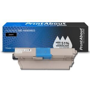 PrintAbout huismerk Toner 44469803 Zwart Geschikt voor OKI