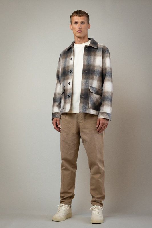 Dstrezzed - Overshirt - Bruin - Ruit - Regular-fit - Polyester en Wol