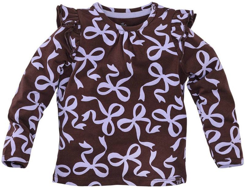 Z8 - Amelle - Longsleeve - Bruin/Paarse Katoen met Ruches