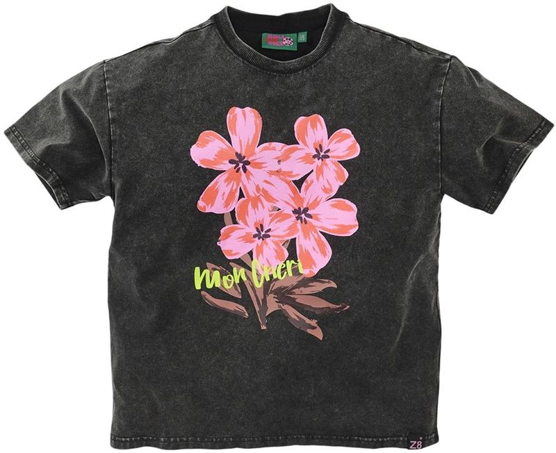 Z8 - T-shirt - Antraciet/Roze - Korte Mouwen - Ronde Hals