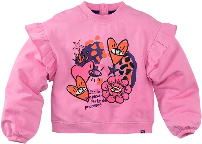 Z8 - Charelle - Kids Sweater - Roze - Met Ruches