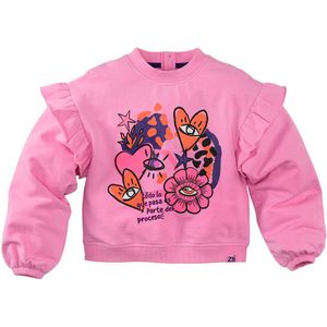 Z8 - Charelle - Kids Sweater - Roze - Met Ruches