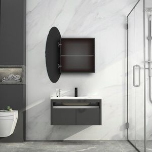 Saniclass - Lonato - Spiegelkast - Rond - Zwart - 60cm
