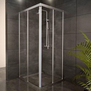 Adema Glass douchecabine 90x90x185cm 2 schuifdeuren chroom profiel en helder glas sw1211