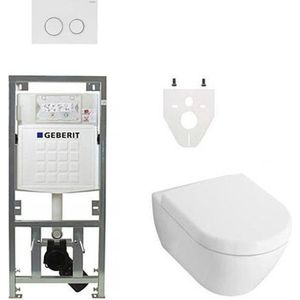 Villeroy Boch Subway 2.0 DirectFlush Toiletset - geberit reservoir - softclose - bedieningsplaat sigma20 - wit 0701131/0124060/ga26028/sw53743/