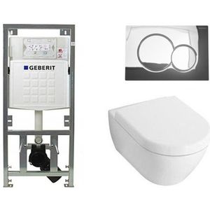 Villeroy & Boch Subway 2.0 compact met softclose zitting toiletset met geberit inbouwreservoir en sigma 01 drukplaat glans chroom 0701131/1024232/1025456/0700519/