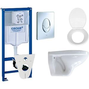 Adema Classic toiletset compleet met inbouwreservoir, softclose zitting en bedieningsplaat chroom 0729120/0729205/0261520/4345124/