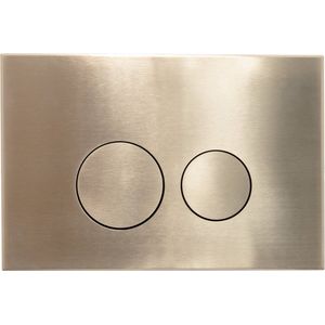 QeramiQ Push Metal Bedieningsplaat - voor Geberit UP320 inbouwreservoir - dualflush - ronde knoppen - metaal goud geborsteld SW706200