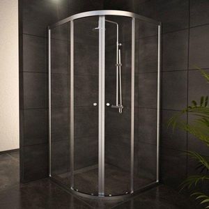 Adema Glass douchecabine 100x100x185cm kwartrond 2 schuifdeuren chroom profiel en helder glas sw1209